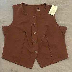 a new day Chocolate Button-Down Sleeveless Top